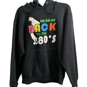 HTF ‘Back To The 80’s’ Mens Sz M Black Hoodie Sweatshirt w/Michael Jackson Image